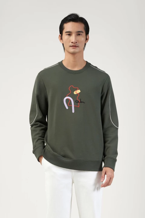 Áo Sweater Nam Thêu Hình Phối Piping Form Regular - 10F22SWE005