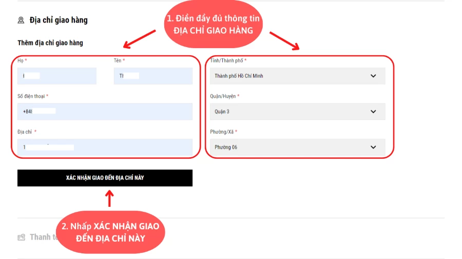 Nhập địa chỉ giao hàng