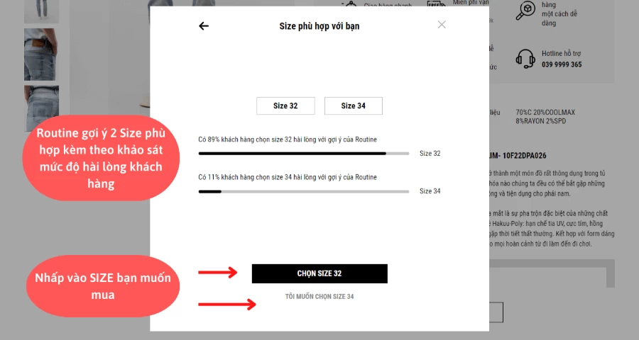 Gợi ý size quần áo theo lựa chọn cá nhân của quý khách hàng