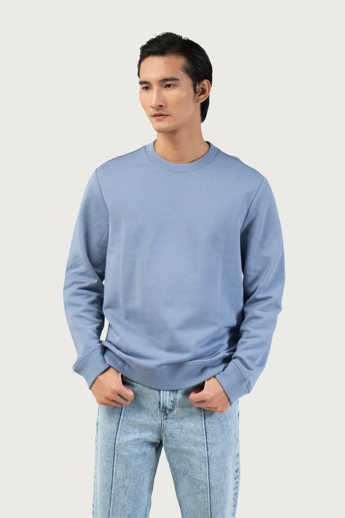Áo Sweater Nam Vải Nỉ Tay Dài Lưng In Hình Form Regular - 10F22SWE008