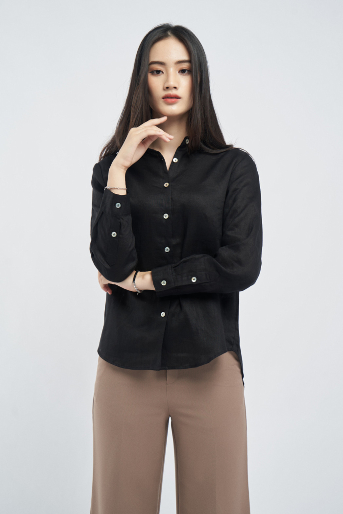 Top Mẫu áo sơ mi đen nữ đẹp cho các nàng công sở  Phong cách thời trang Áo  sơ mi Thời trang