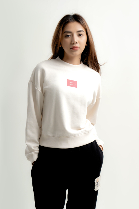 Áo Sweater Nữ Vải NỈ Phối Tay In Form Regular - 10F22SWEW005