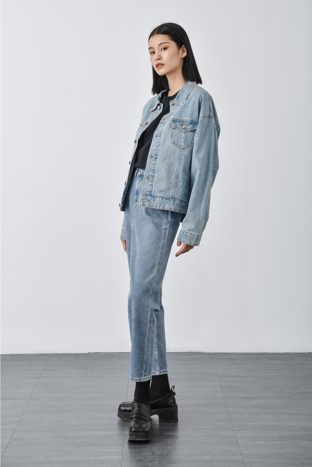 Áo jacket jean nữ, loose form - 10F20DJAW007