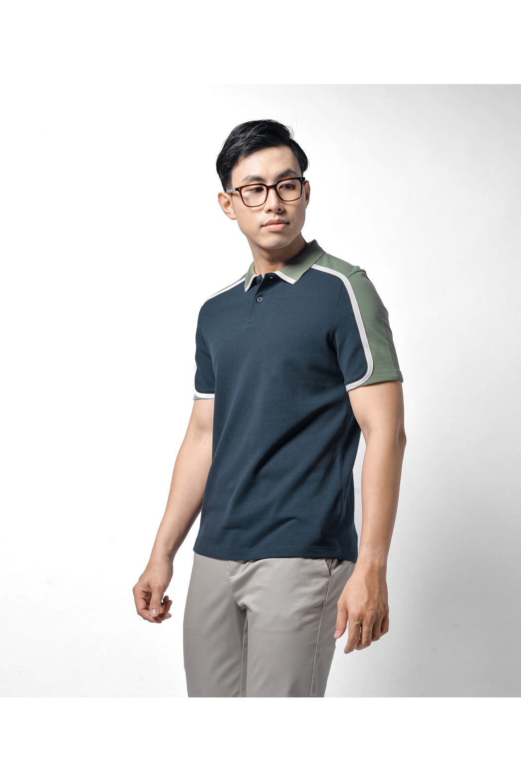 Áo Polo contrast sleeves. FITTED form - 10F20POL009