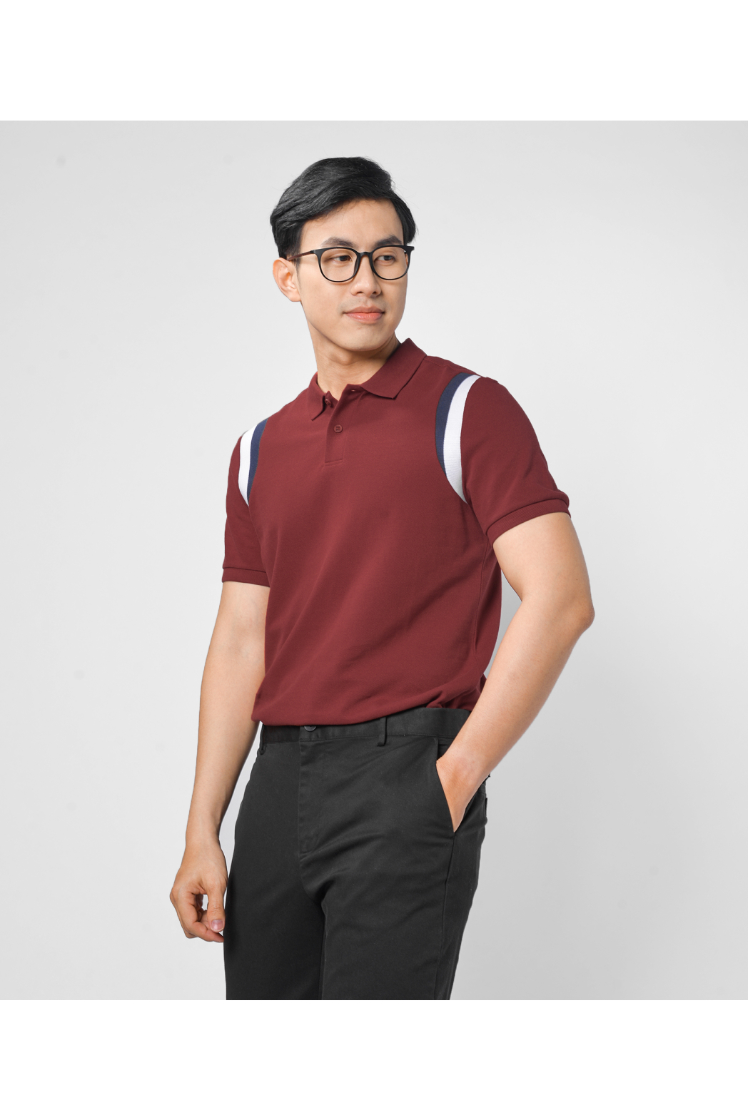 Áo polo contrast with Rib FITTED form – 10F20POL003