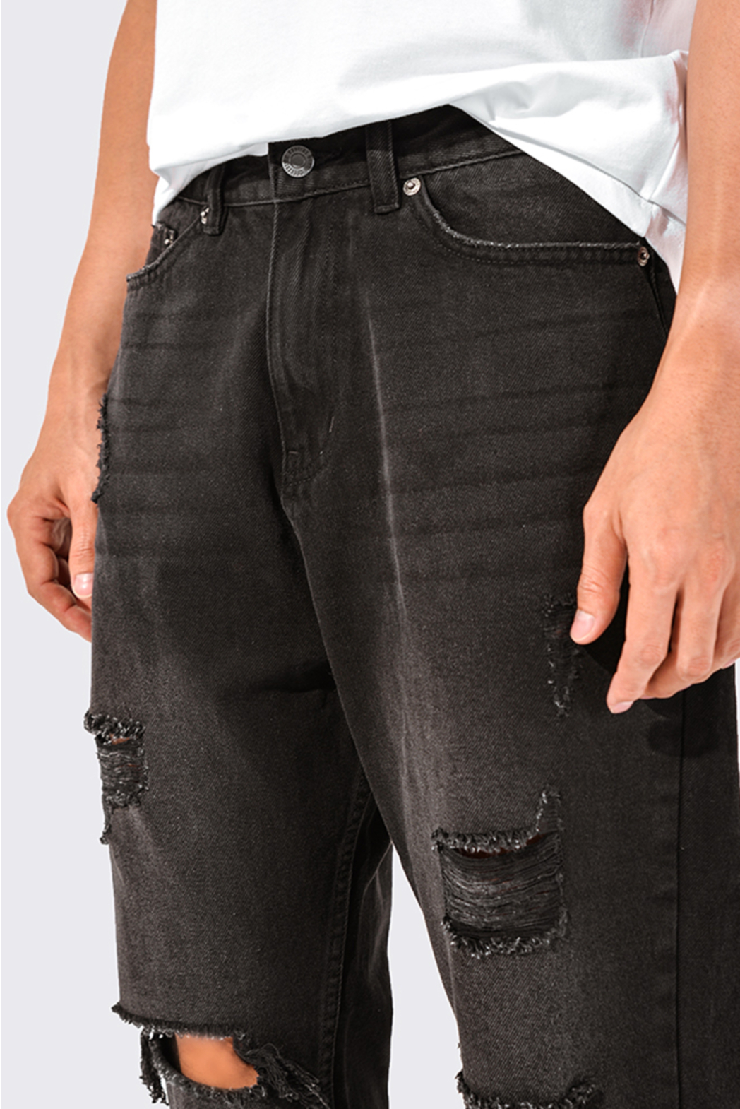 Black. Loose jeans rách DNP15-F19 - QJ228001
