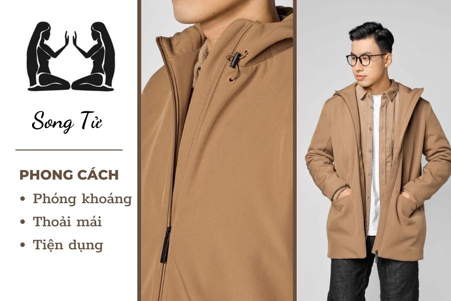 Áo khoác cotton form dáng rộng rãi đầy hào phóng, cùng thiết kế túi và mũ tiện dụng cho cung Song Tử.