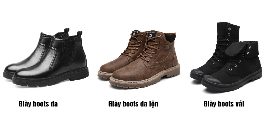 Phân loại giày boots nam theo 3 chất liệu phổ biến