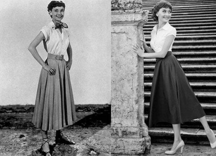 Chân váy Midi lần đầu được lăng xê bởi biểu tượng thời trang 1950 Audrey Hepburn