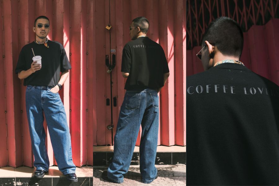 Mang điểm đặc biệt với dòng "Coffee Lovers" được in phía sau áo.