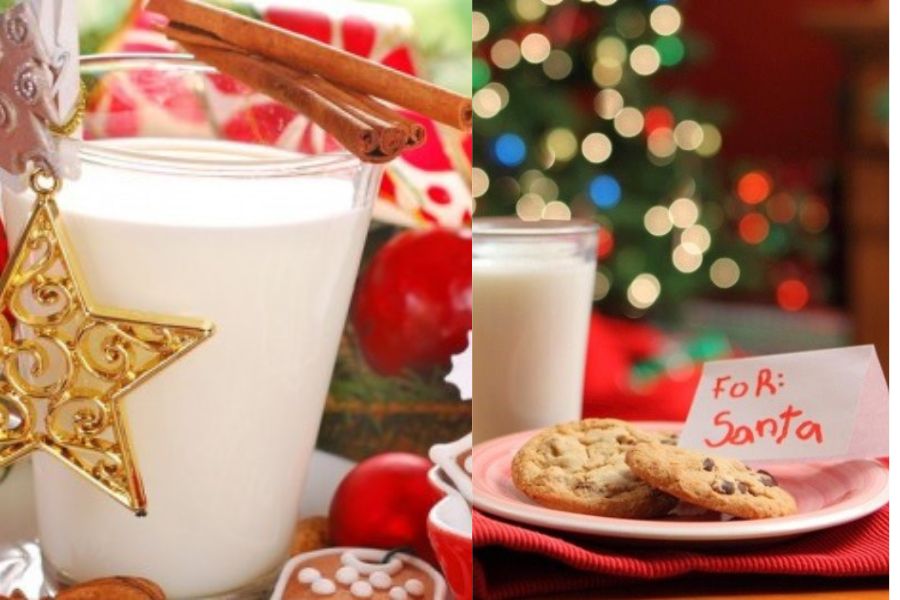 Ông già Noel uống sữa ăn bánh quy mỗi khi ghé nhà bạn nhỏ