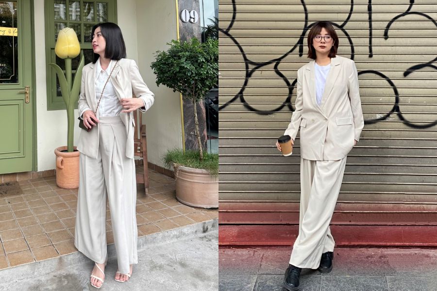 Outfit thanh lịch cùng quần wide leg dành cho cô nàng công sở. 